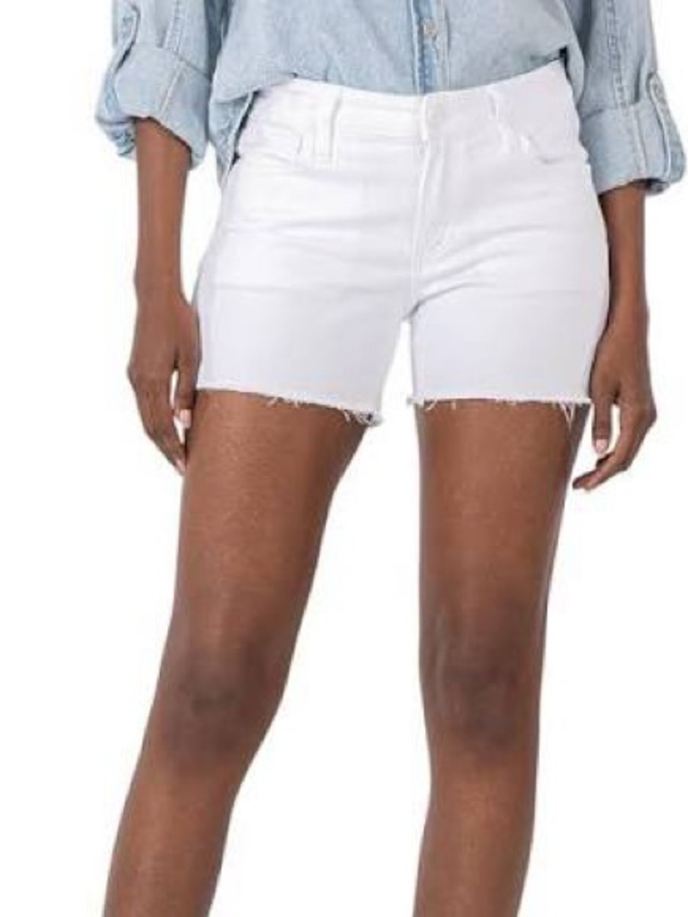 Kut from the Kloth Gidget mid-rise, white denim shorts